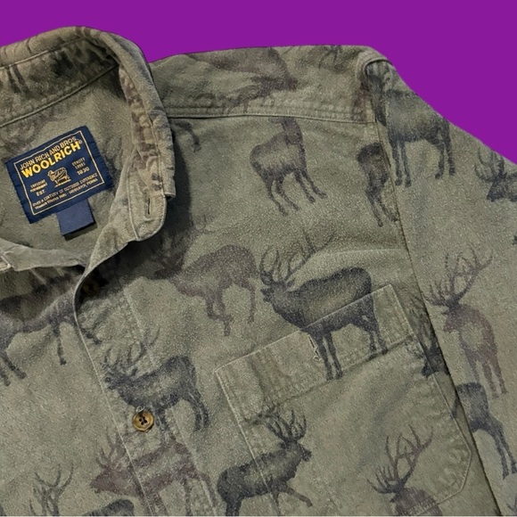 90s Woolrich Deer Print Button Down - Picture 3 of 4